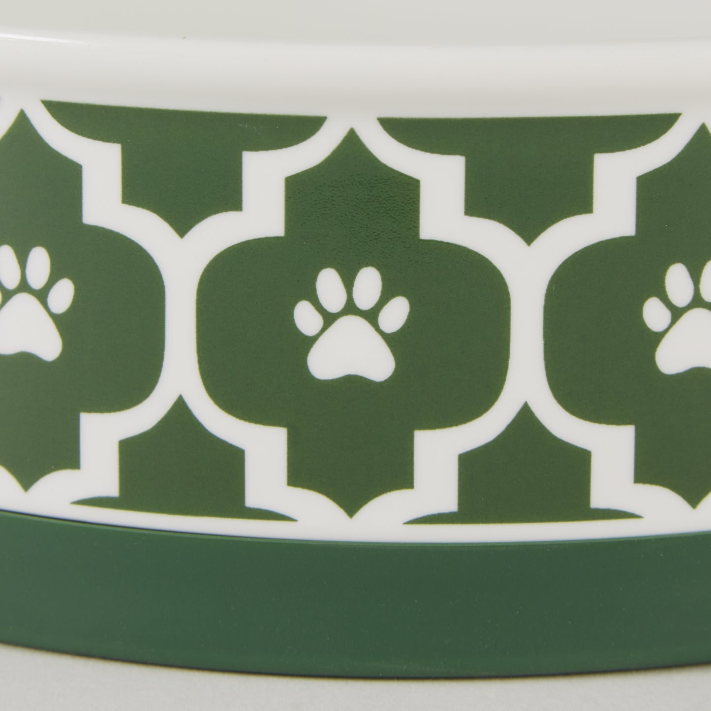 Hunter Green Lattice Paw Print Pet Bowl Set/2, Large 3.75 C. Capacity