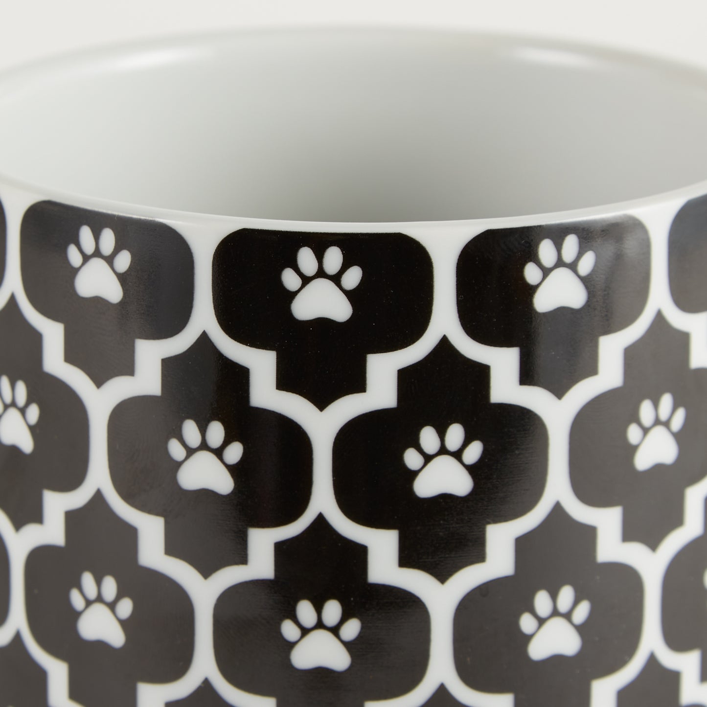 Black Lattice Paw Print Pet Treat Canister - 4.5 Cup Capacity