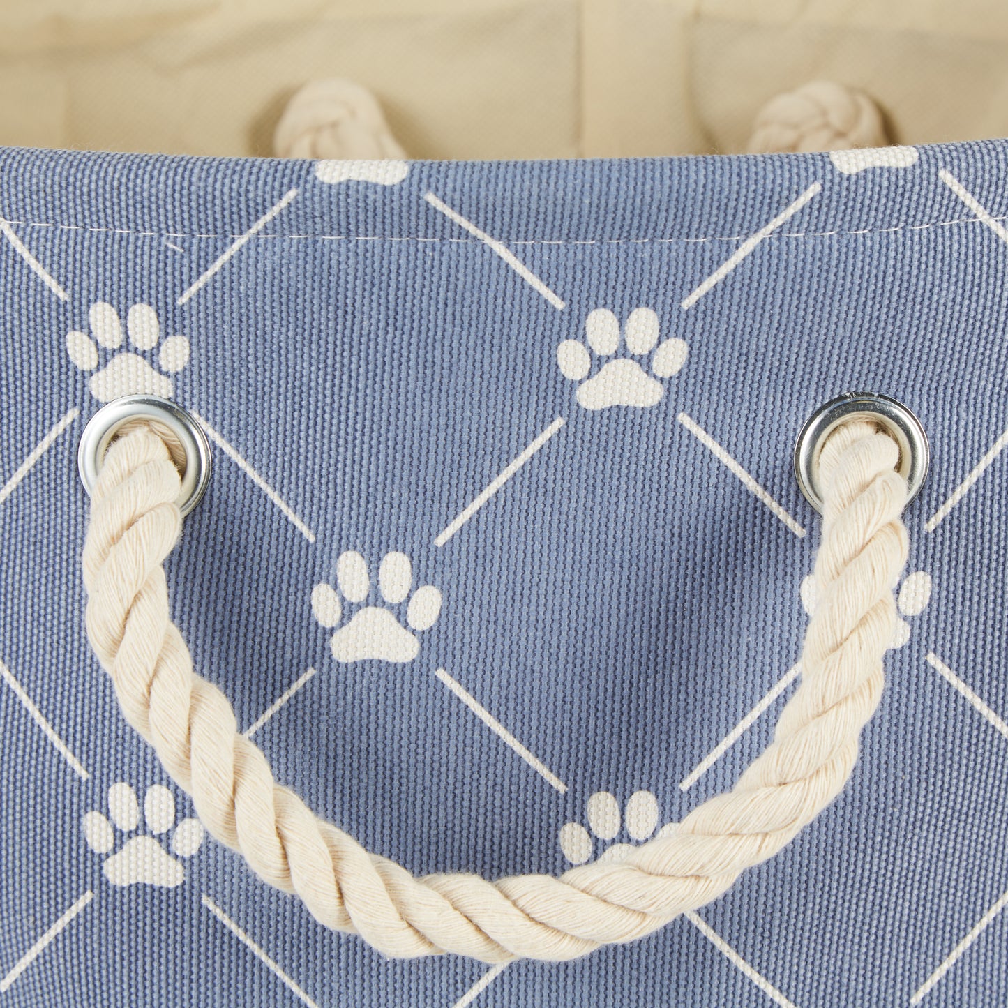 Bone Dry Collapsible Pet Storage Bin, Trellis Paw Print, Stonewash Blue, Large - 17.5x12x15"