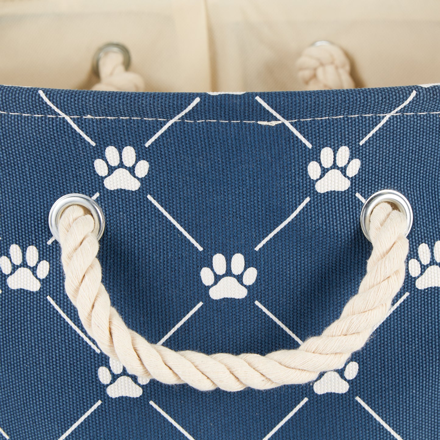 Bone Dry Collapsible Pet Storage Bin, Trellis Paw Print, Navy, Small - 14x8x9"