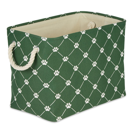 Polyester Pet Bin Trellis Paw Hunter Green Rectangle Small 14X8X9