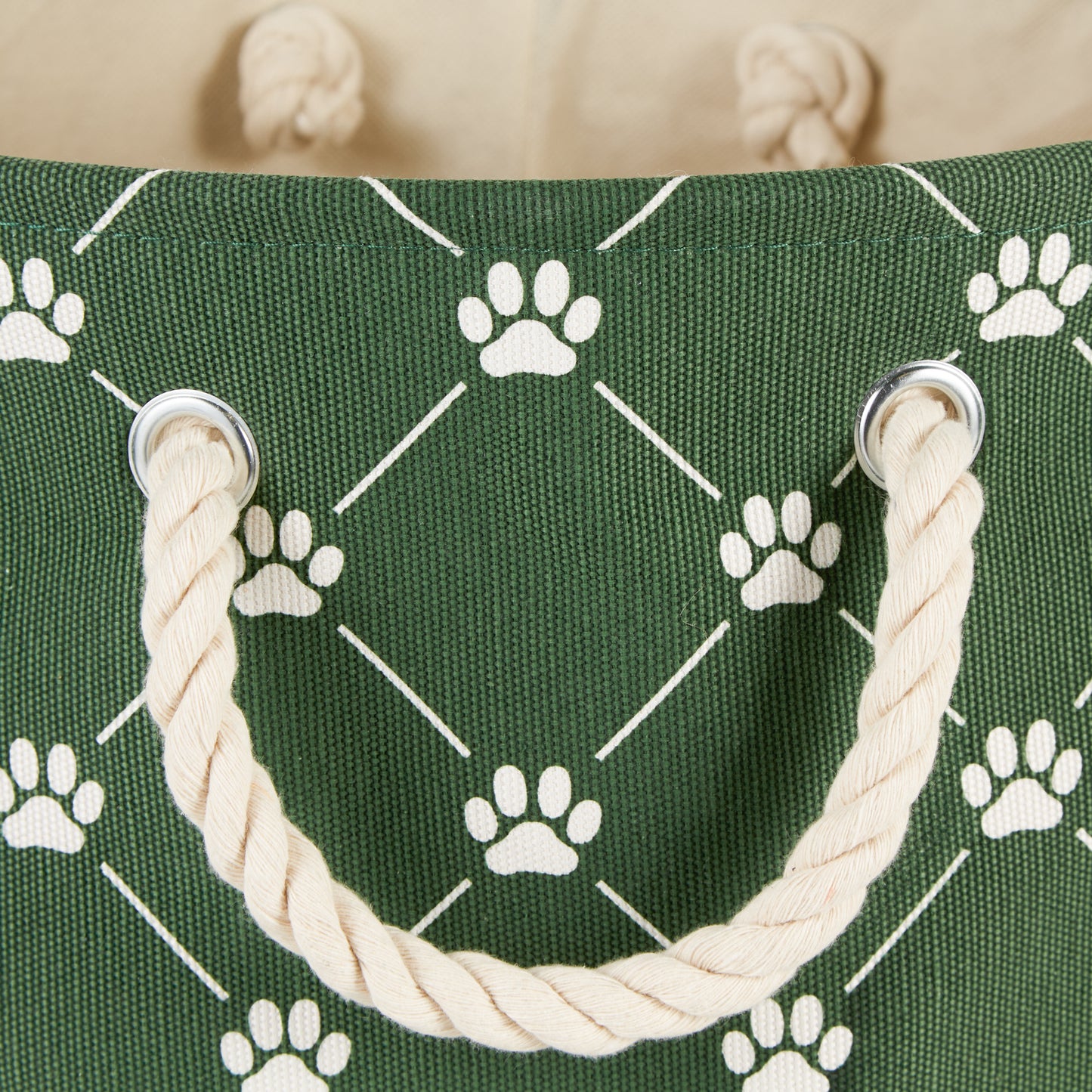 Bone Dry Collapsible Pet Storage Bin, Trellis Paw Print, Hunter Green, Large - 17.5x12x15"