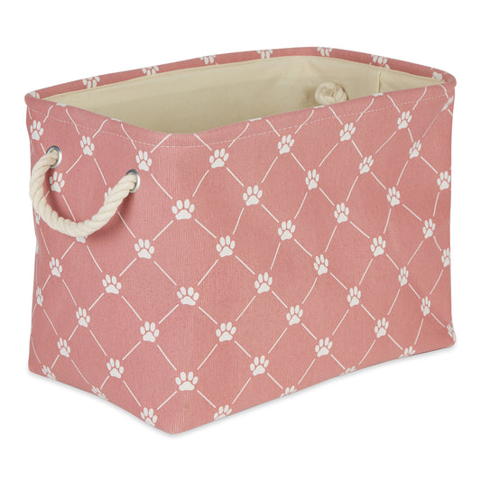 Polyester Pet Bin Trellis Paw Rose Rectangle Small 14X8X9