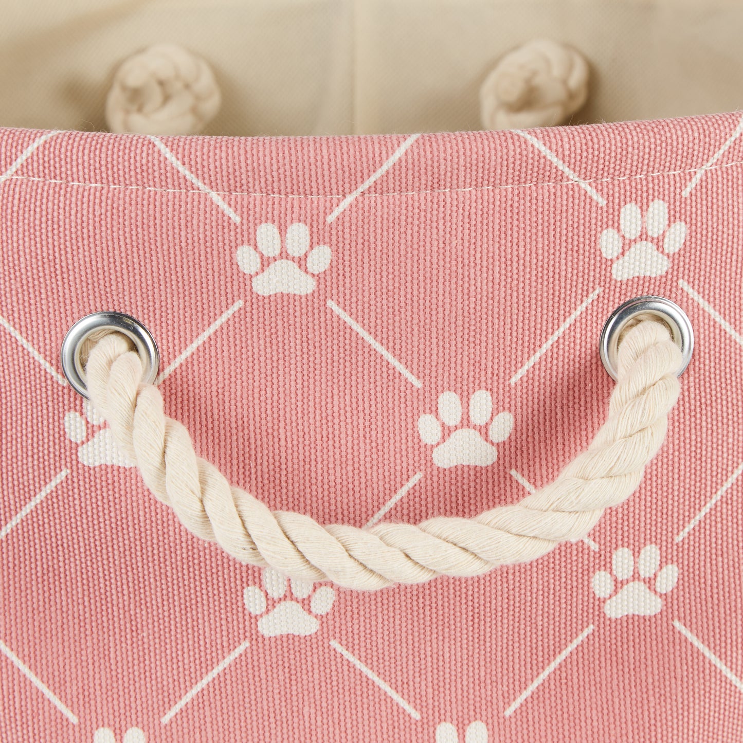 Bone Dry Collapsible Pet Storage Bin, Trellis Paw Print, Rose, Large - 17.5x12x15"