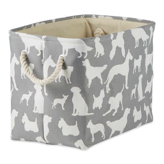 Polyester Pet Bin Dog Show Gray Rectangle Small 14X8X9