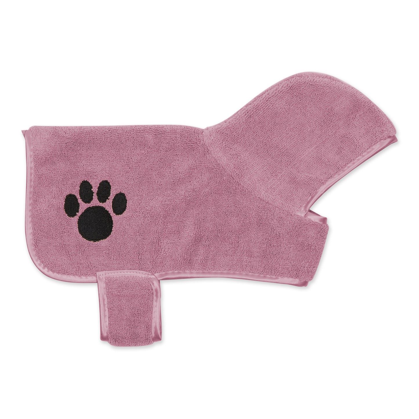 Bone Dry Terry Microfiber Pet Robe, Embroidered Paw Print - Rose - X-Small, up to 10 Lbs