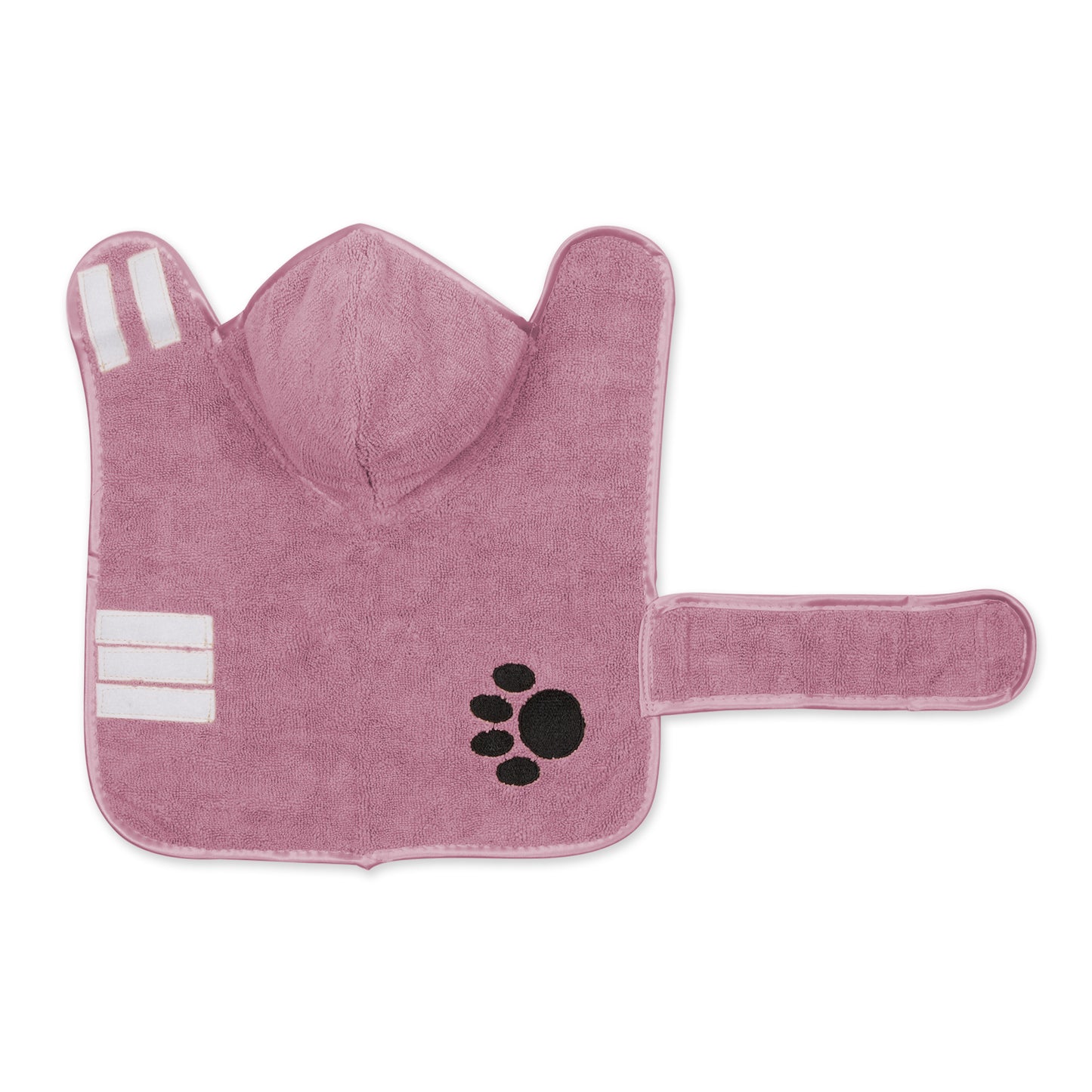 Bone Dry Terry Microfiber Pet Robe, Embroidered Paw Print - Rose - X-Small, up to 10 Lbs