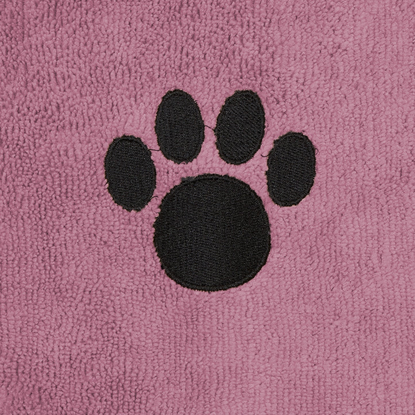 Bone Dry Terry Microfiber Pet Robe, Embroidered Paw Print - Rose - X-Small, up to 10 Lbs