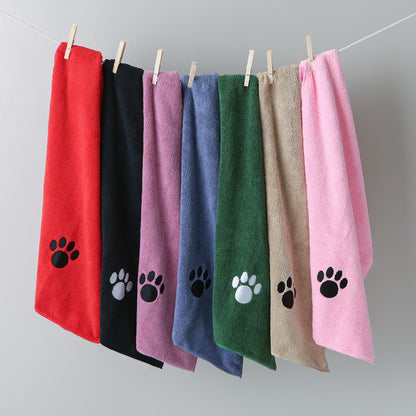 Hunter Green Embroidered Paw Small Pet Towel Set of 3