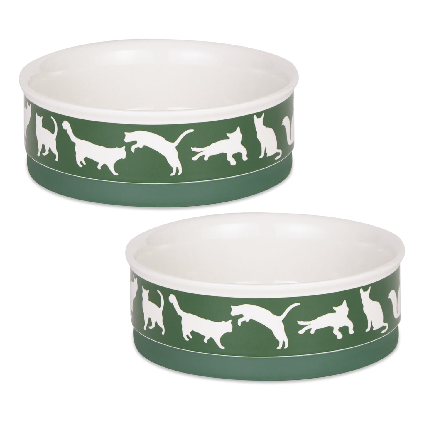 Hunter Green Cat's Meow Pet Bowl Set/2, Medium - 1.5 C. Capacity