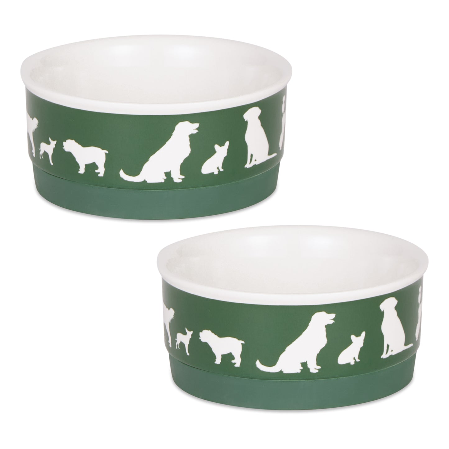 Pet Bowl Dog Show Hunter Green Small 4.25Dx2H Set of 2