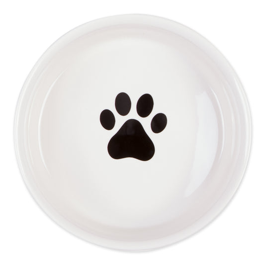 Black/White Cat's Meow Pet Bowl Set/2, Medium - 1.5 C. Capacity