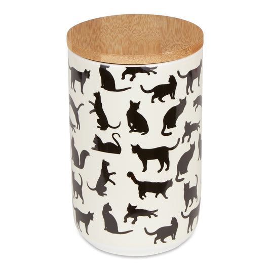 Black/White Cat's Meow Pet Treat Canister 4 Cup Capacity