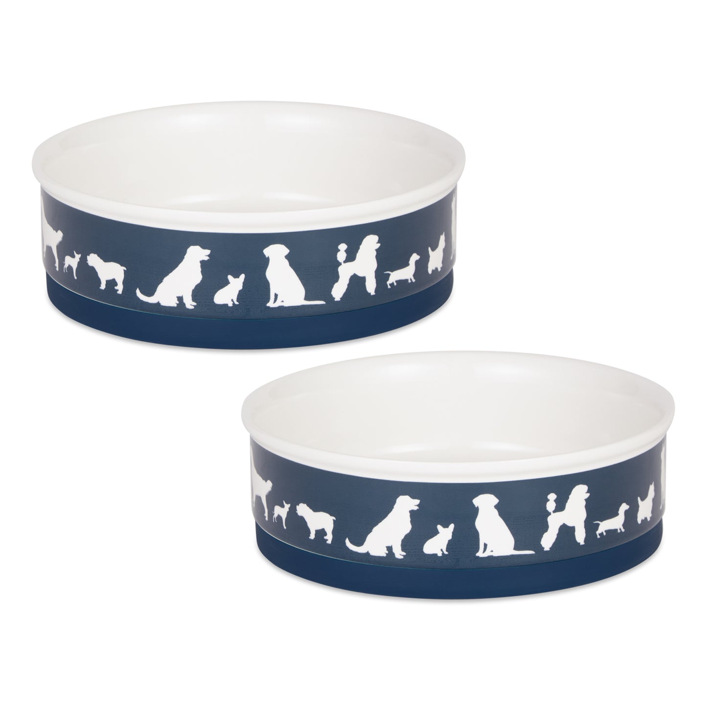 Navy Dog Show Pet Bowl Set/2, Large 3.75 C. Capacity