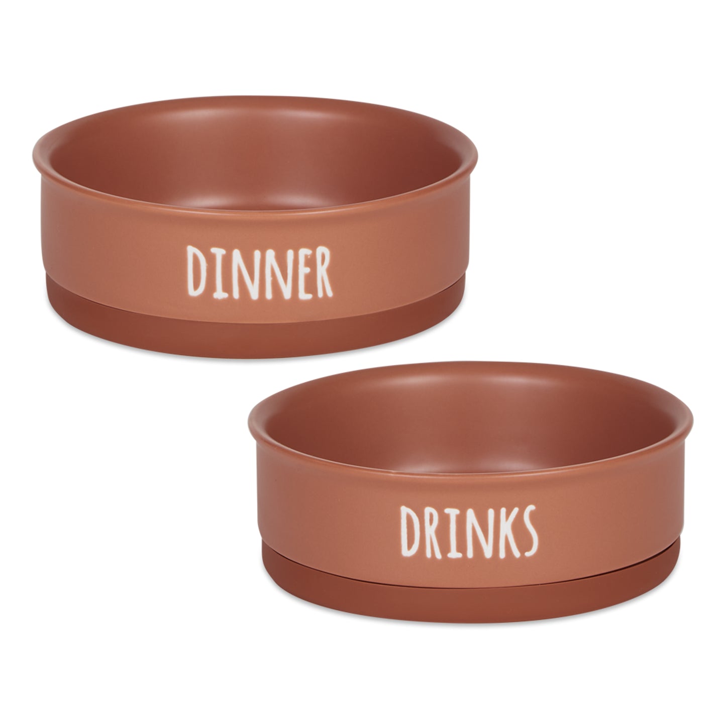 Terra Cotta Dinner, Drinks & Dessert Pet Bowl Set/2, Medium - 1.5 C. Capacity