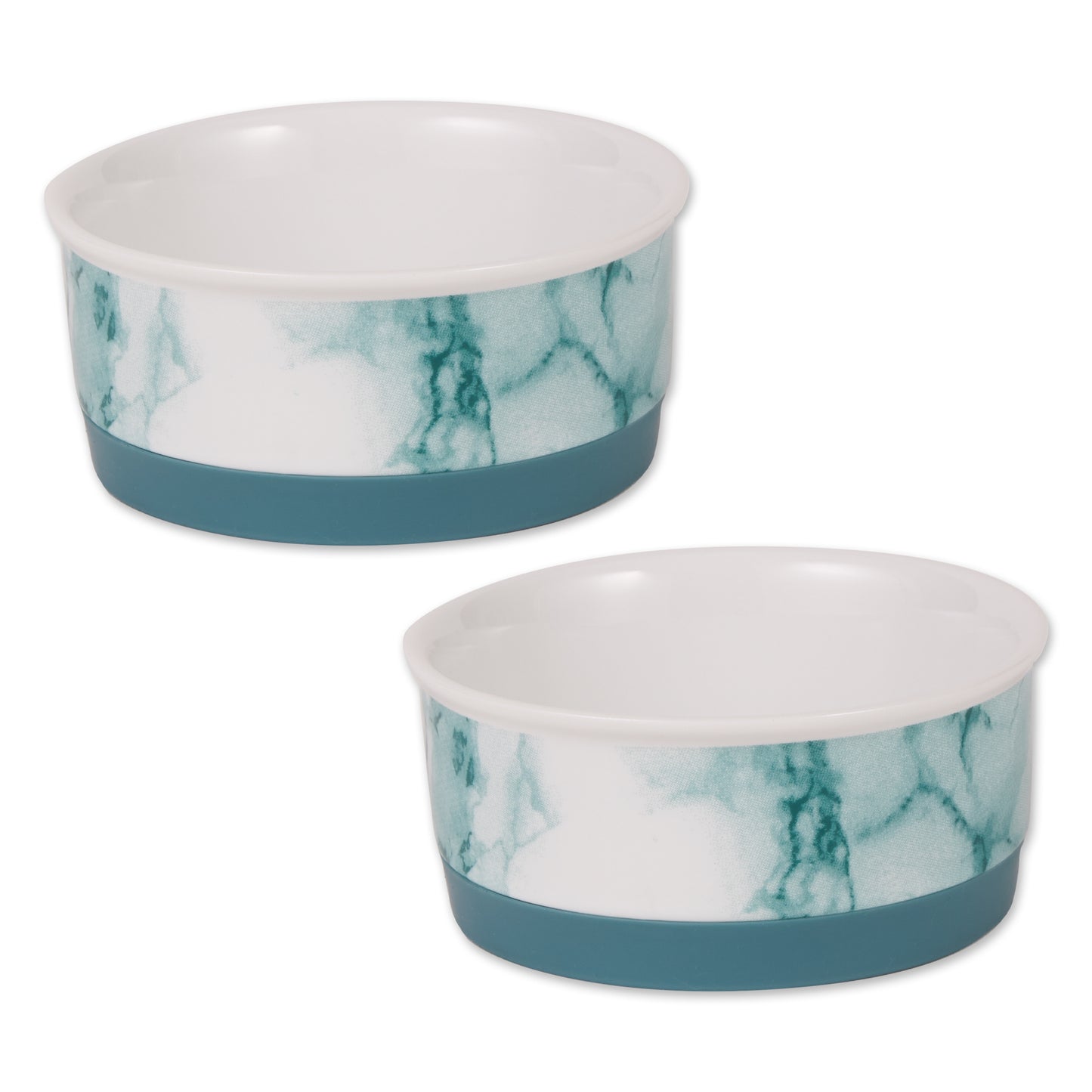 Teal Marble Pet Bowl Set/2, Small - 3/4 C Capacity