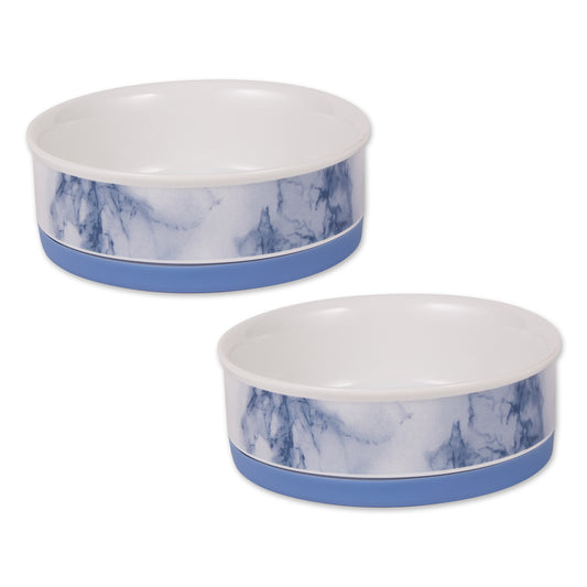 Blue Marble Pet Bowl Set/2, Medium - 1.5 C. Capacity