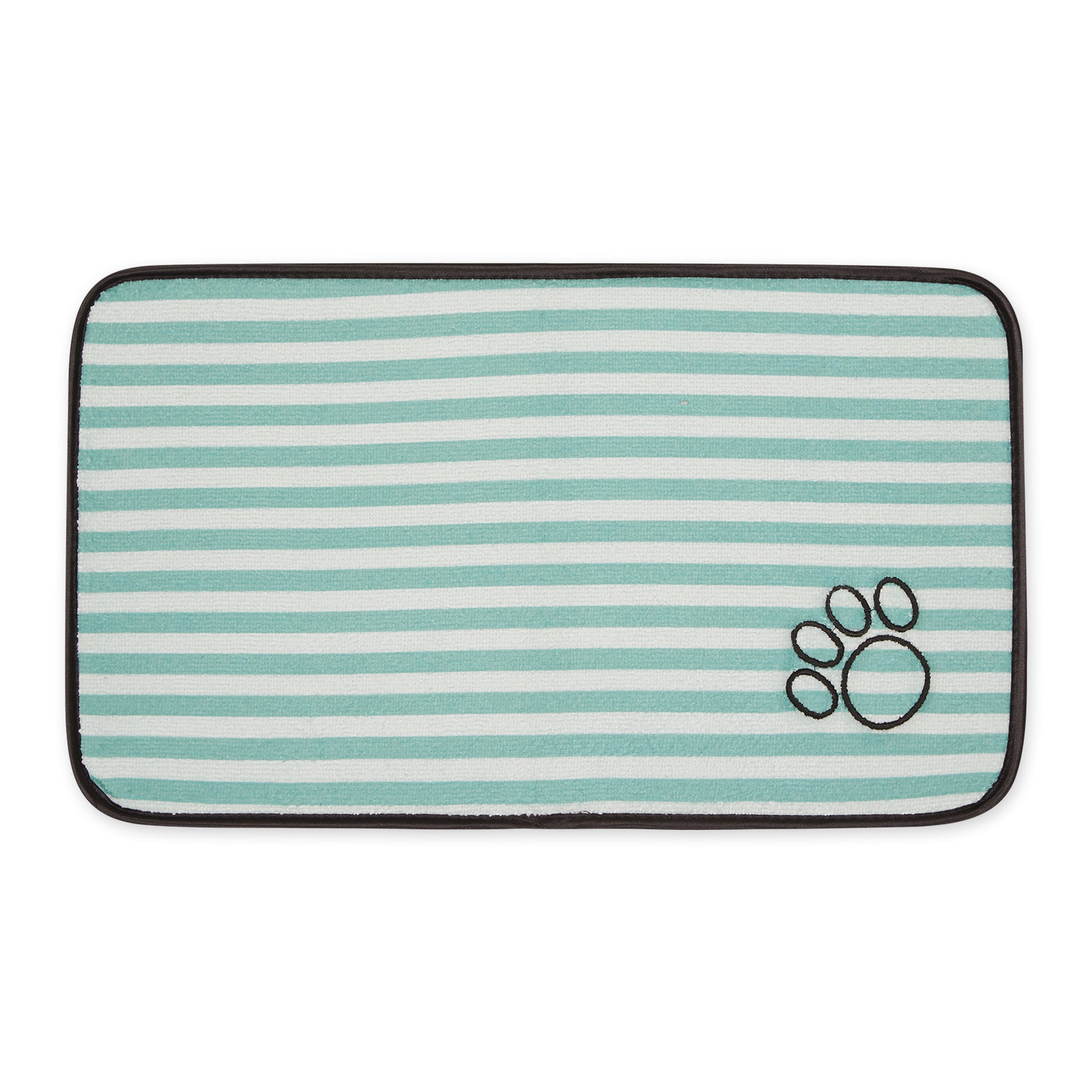 Green Stripe Embroidered Paw Pet Mat Small