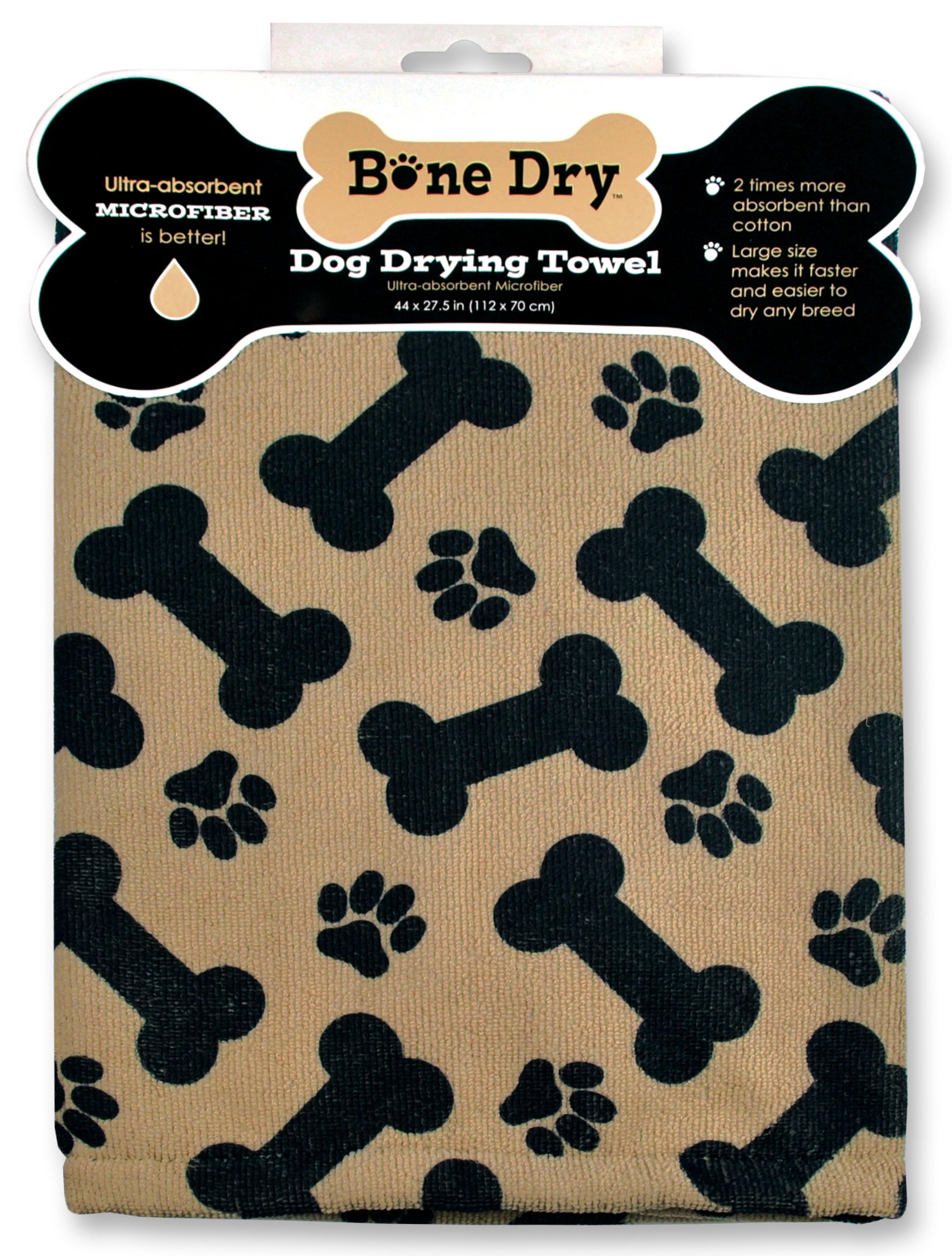 Taupe Print Paw/Bne Drying Towel