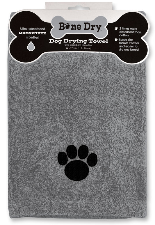 Grey Emb Paw Microfiber Drying Towel