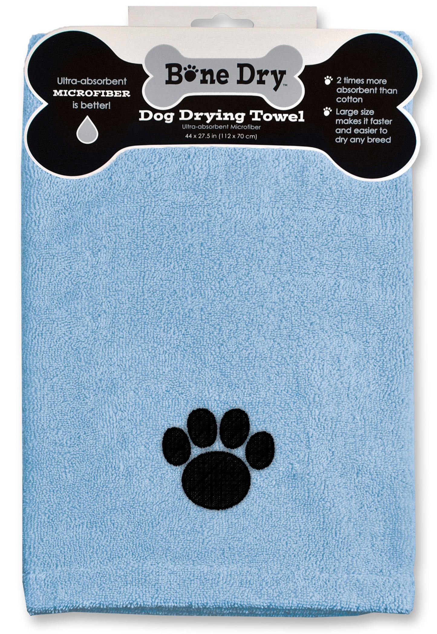 Blue Emb Paw  Microfiber Drying Towel