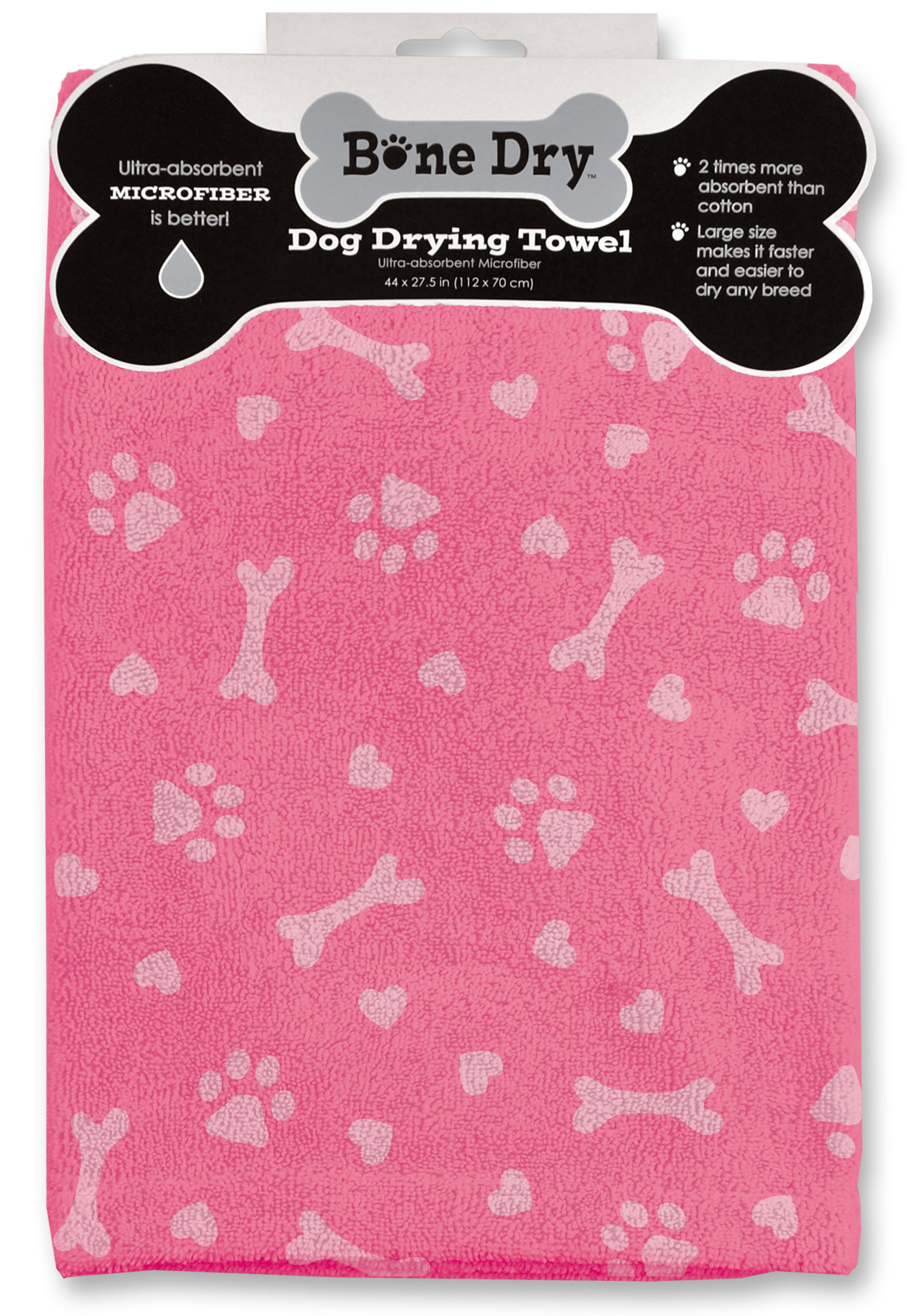 Pink Printed Hearts Microfiber Drying Towel