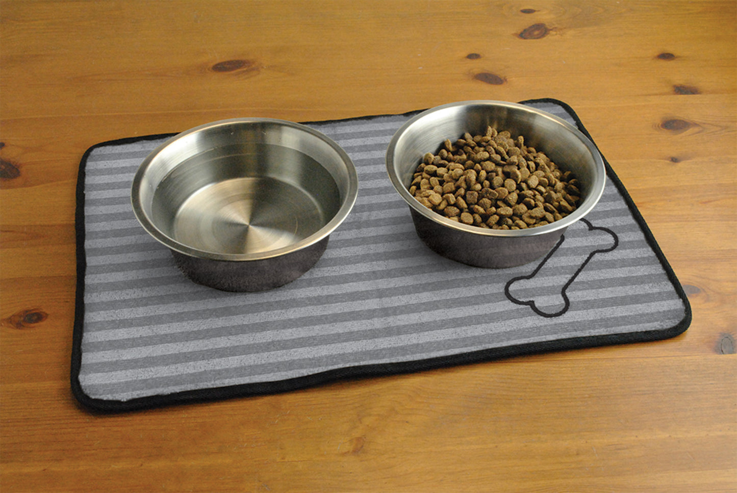 Gray Stripe Embroidered Bone Pet Mat