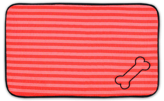 Red Stripe Embroidered Bone Pet Mat