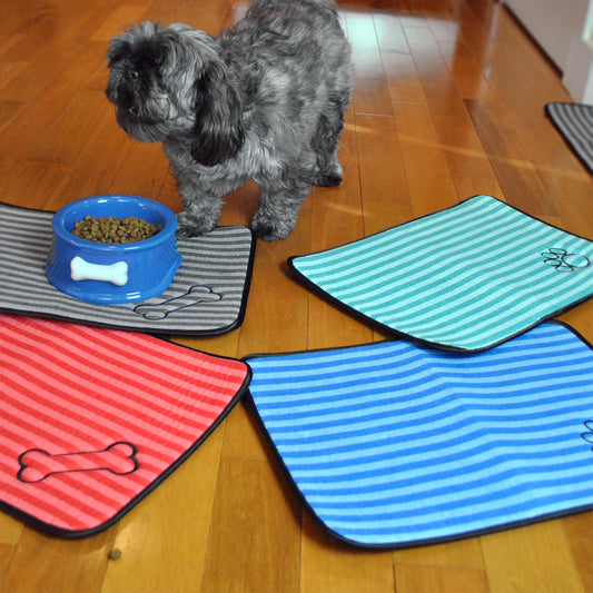 Red Stripe Embroidered Bone Pet Mat