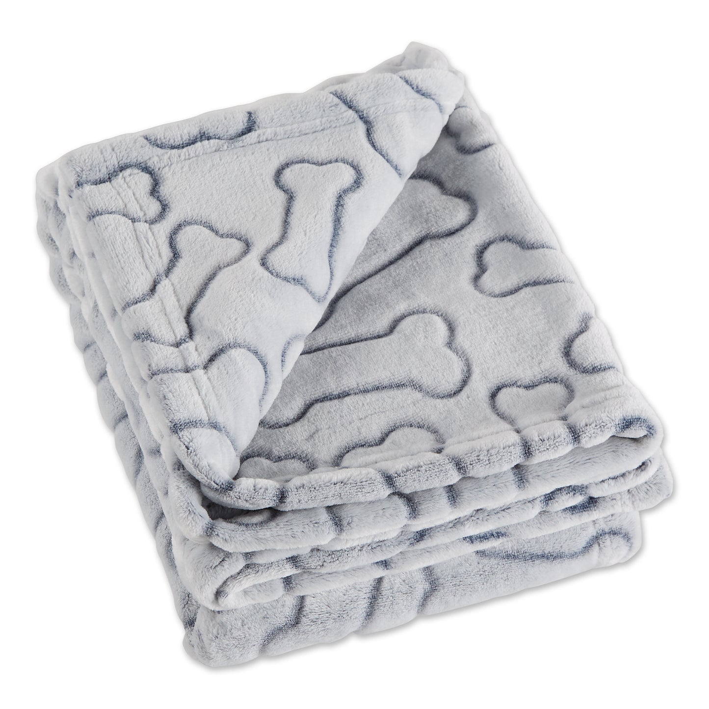 Bone Dry Fleece Pet Blanket, Embossed Bone Print, Gray - 36x48"