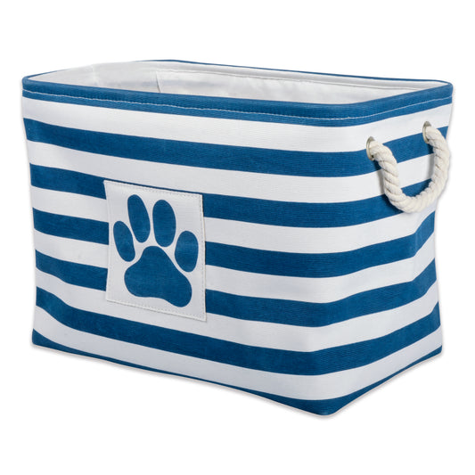 Bone Dry Pet Storage Bin, Striped Paw Patch, Navy, Small - 14x8x9"