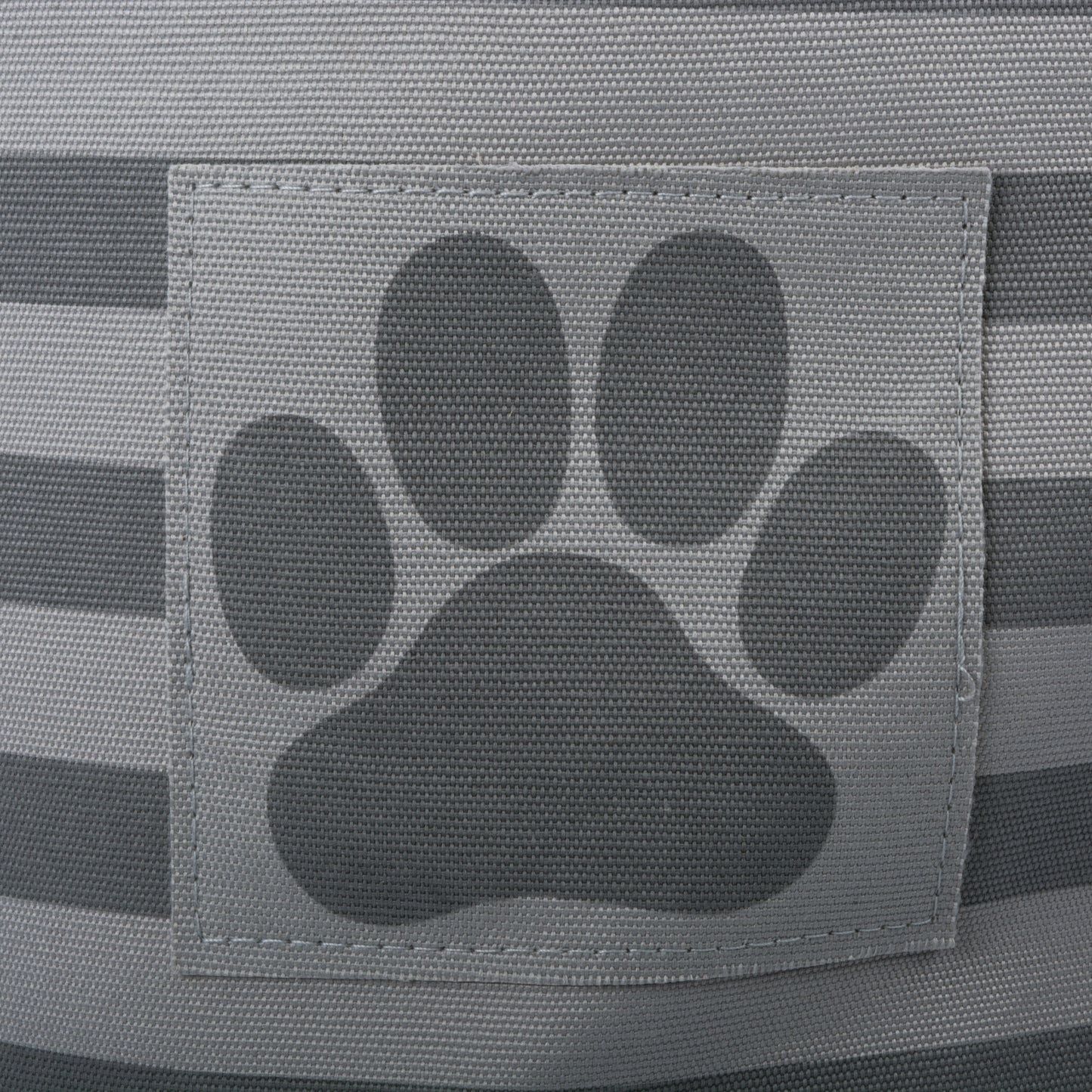 Bone Dry Pet Storage Bin, Striped Paw Patch, Gray, Large Round, 18x15"