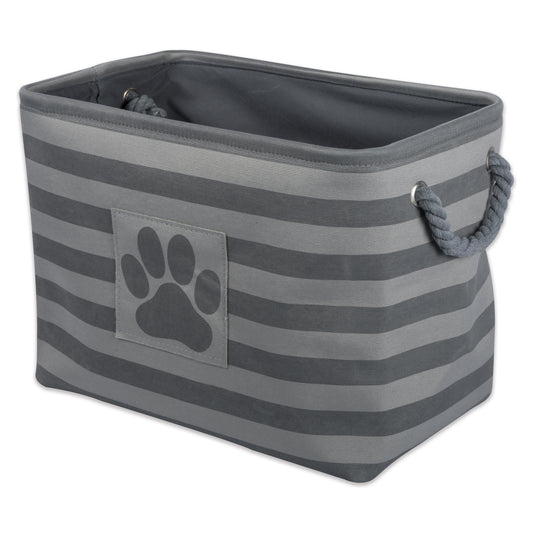 Bone Dry Pet Storage Bin, Striped Paw Patch, Gray, Medium - 16x10x12"