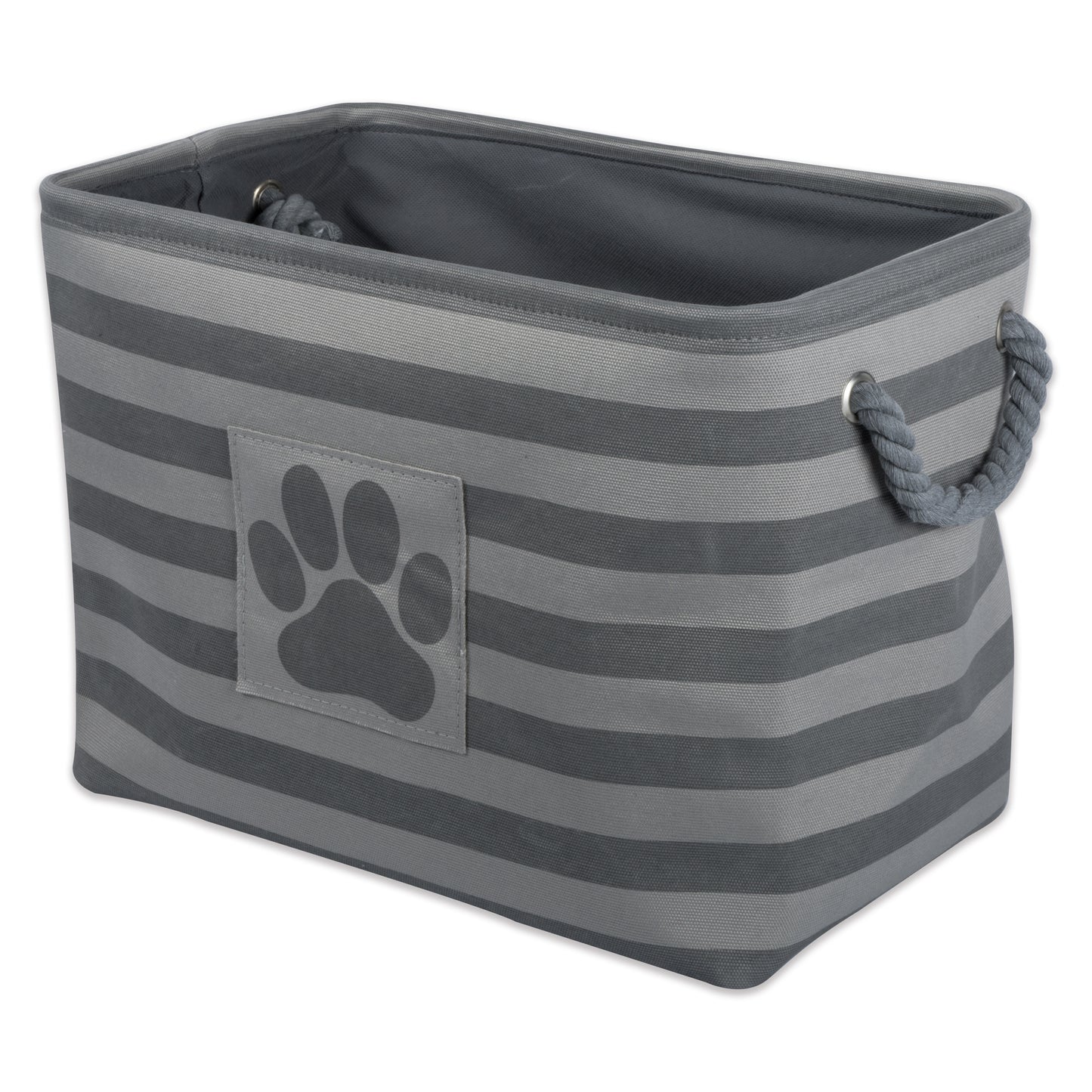 Bone Dry Pet Storage Bin, Striped Paw Patch, Gray, Large - 17.5x12x15"