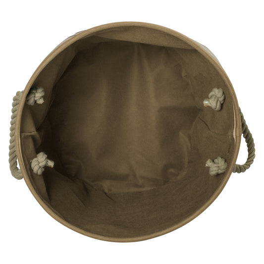 Polyester Pet Bin Stripe With Paw Patch Brown Round Small 9X12X12