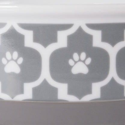 Pet Bowl Lattice Gray Medium 6Dx2H Set of 2