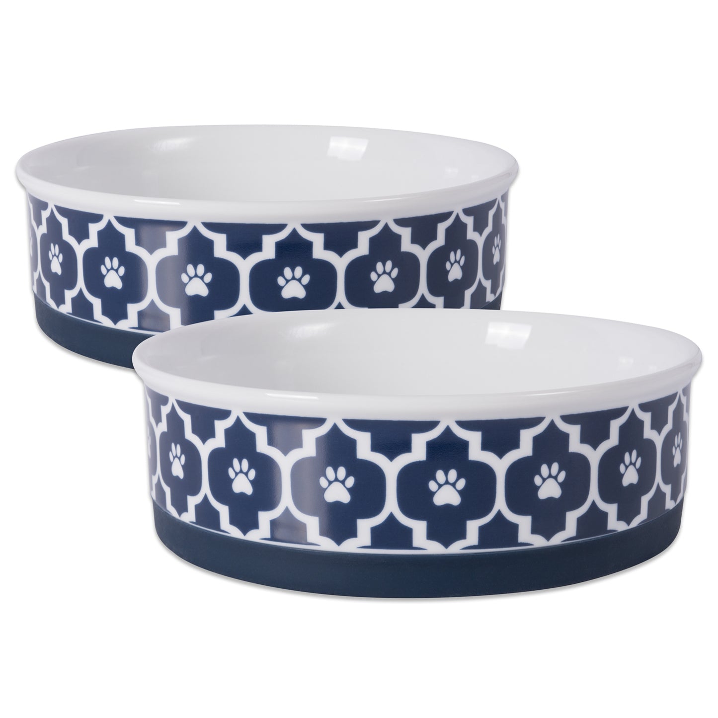 Pet Bowl Lattice Nautical Blue Large 7.5Dx2.4H Set of 2