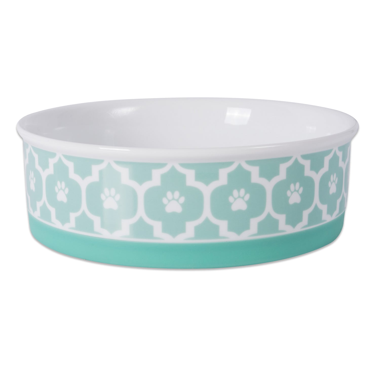 Aqua Lattice Paw Print Pet Bowl Set/2, Large 3.75 C. Capacity