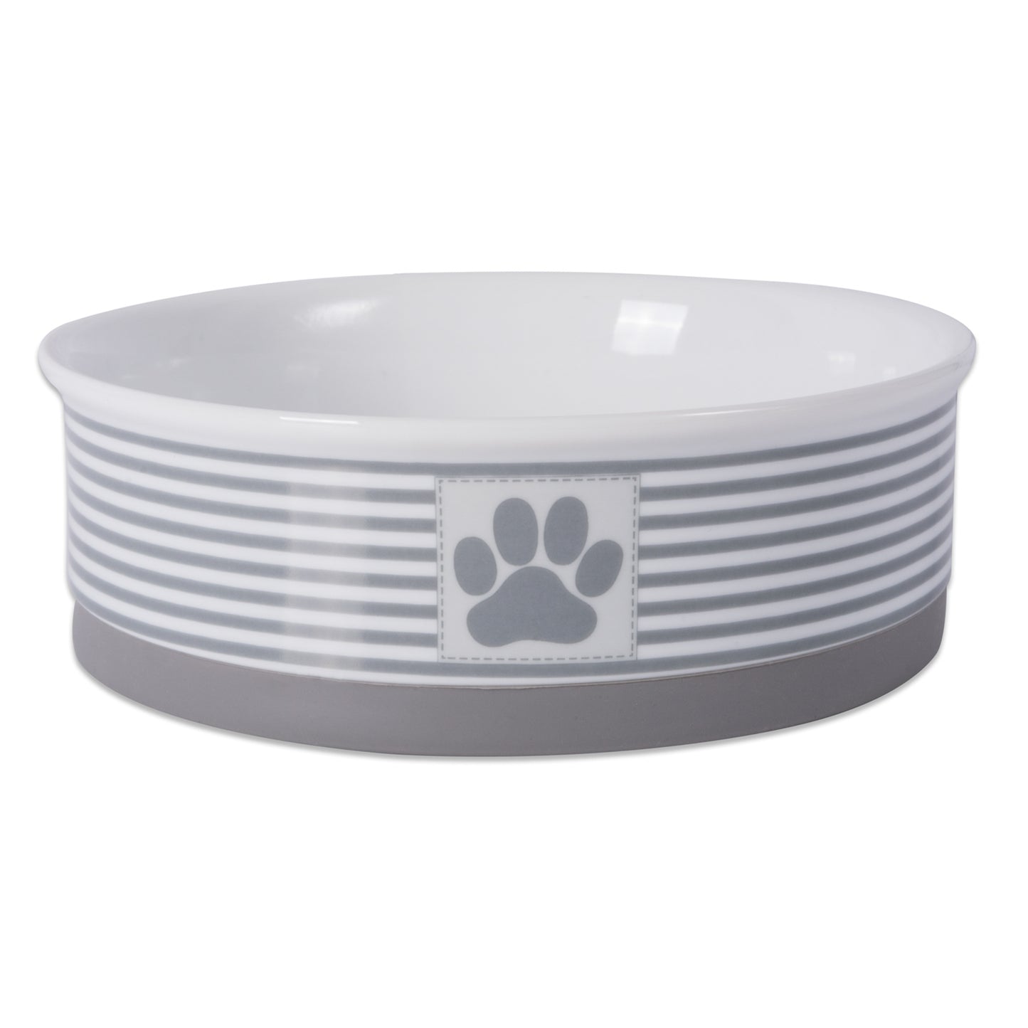 Gray Striped Paw Patch Single Pet Bowl, Large, 3 C. Capacity