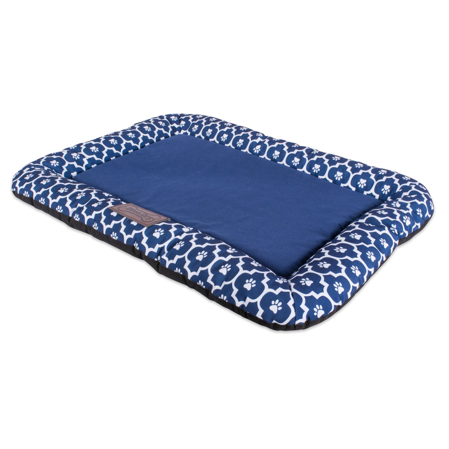 Bone Dry Pet Bed/Mat, Lattice Paw Print Border Cushion, Gray, Large - 22x34"