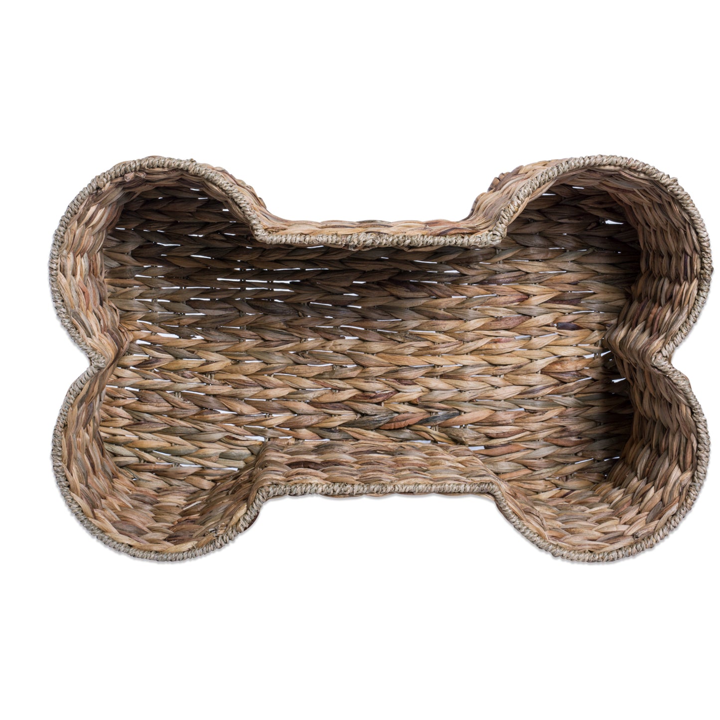 Bone Dry Hyacinth Pet Storage Basket, Bone Shaped, Natural, Small - 17.75x11x7.5"