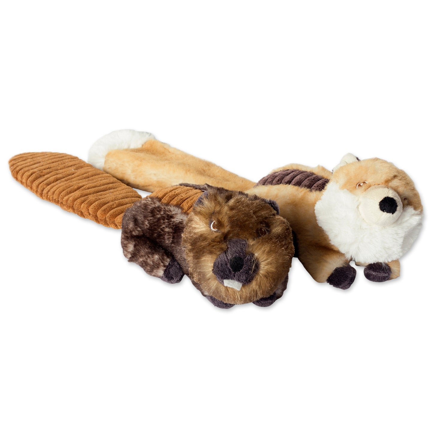 Beaver & Fox Plush Squeaker Pet Toy Set of 2