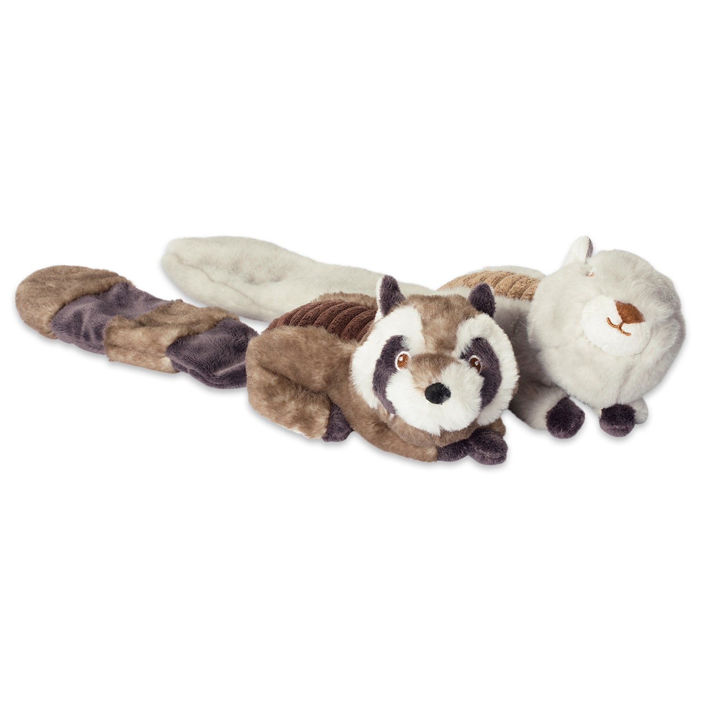 Squirrel & Raccoon Plush Squeaker Pet Toy Set of 2