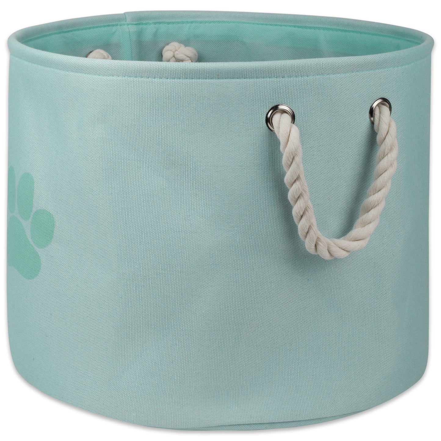 Polyester Pet Bin Paw Aqua Round Small 9X12X12