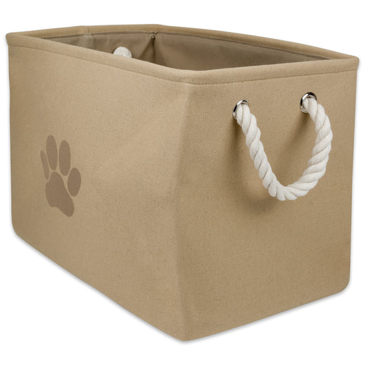 Polyester Pet Bin Paw Taupe Rectangle Small 14X8X9