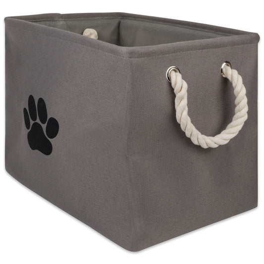 Bone Dry Collapsible Pet Storage Bin, Paw Print, Gray, Small - 14x8x9"